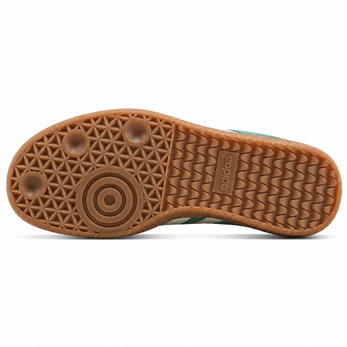 Adidas Samba Vegan ante verde bosque suela goma caramelo vista inferior