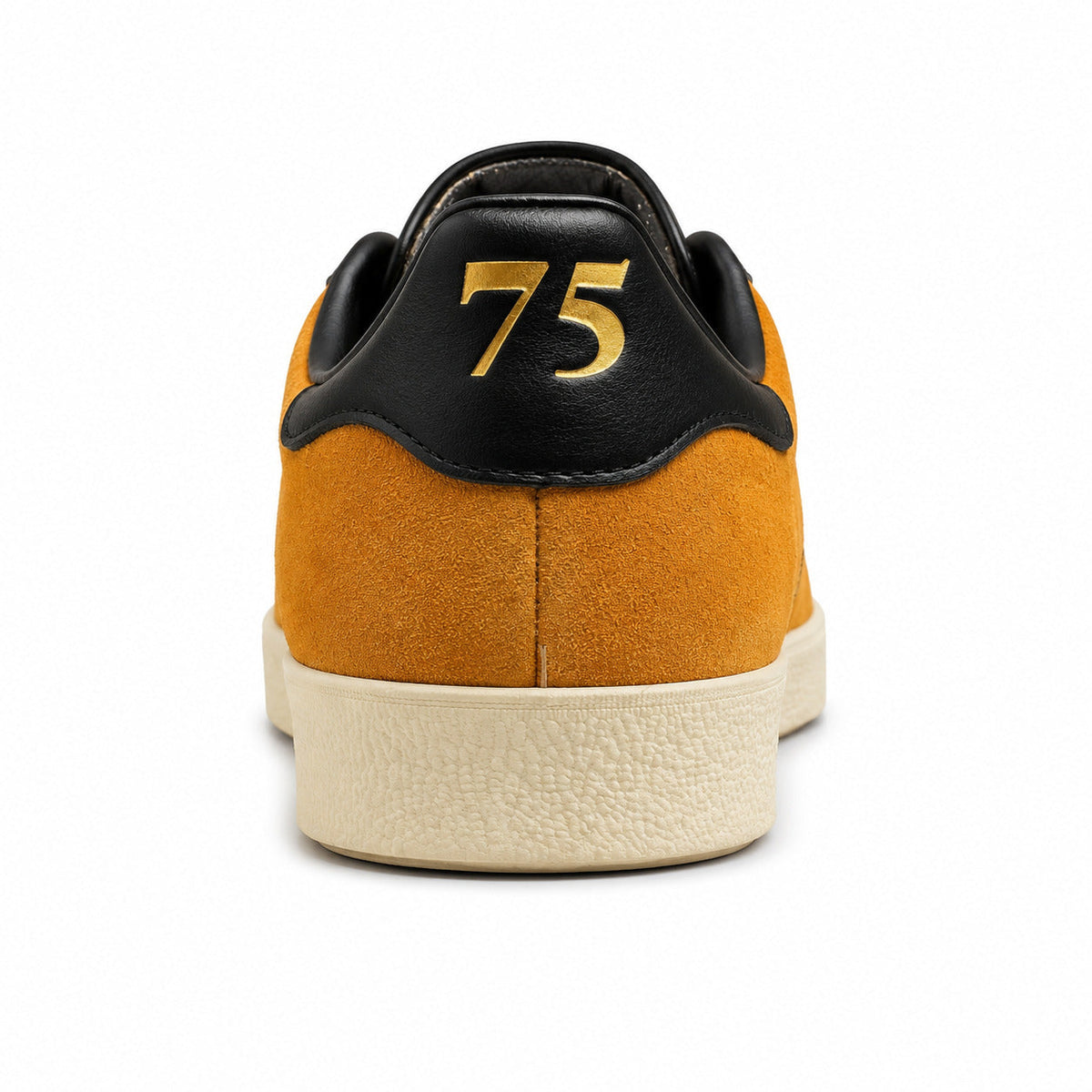 Adidas Gazelle 75th amarillo negro crema detalle talón 75