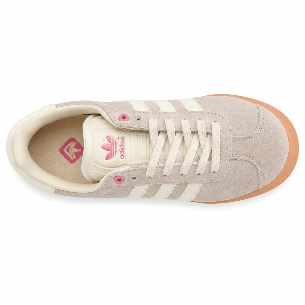Adidas Gazelle ante malva crema detalle rosa suela gum vista superior