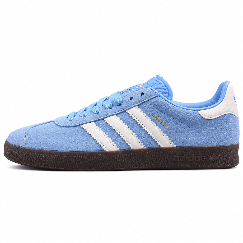 Adidas Gazelle azul cielo blanco lateral izquierda suela marrón