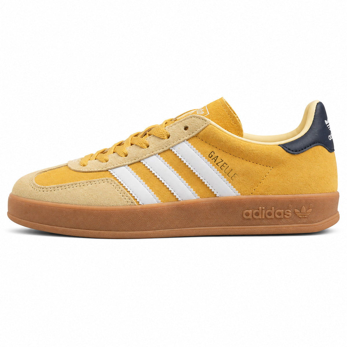 Adidas Gazelle Bold amarillo blanco azul marino lateral izquierda
