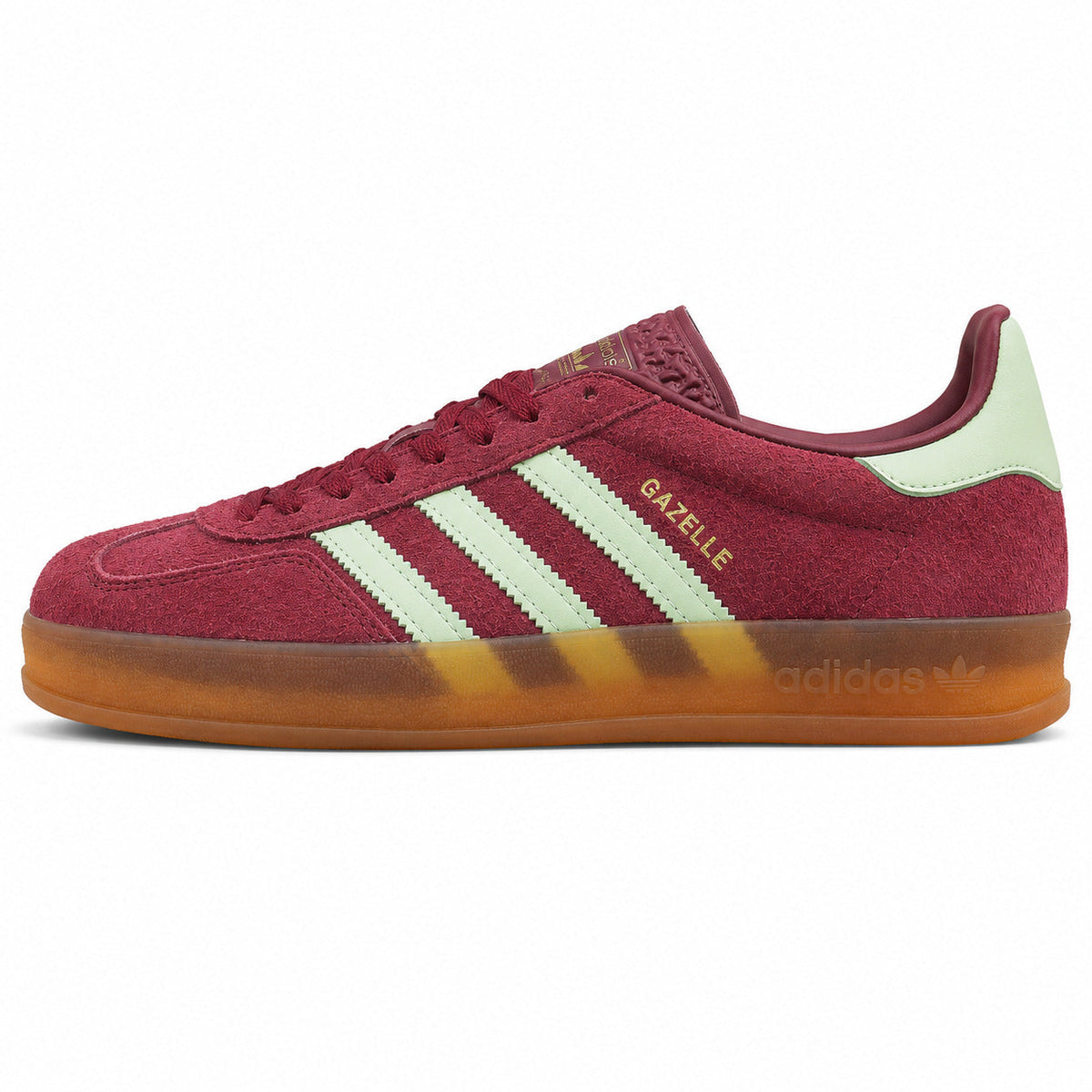 Adidas Gazelle Bold ante burdeos verde menta suela gum lateral izquierda