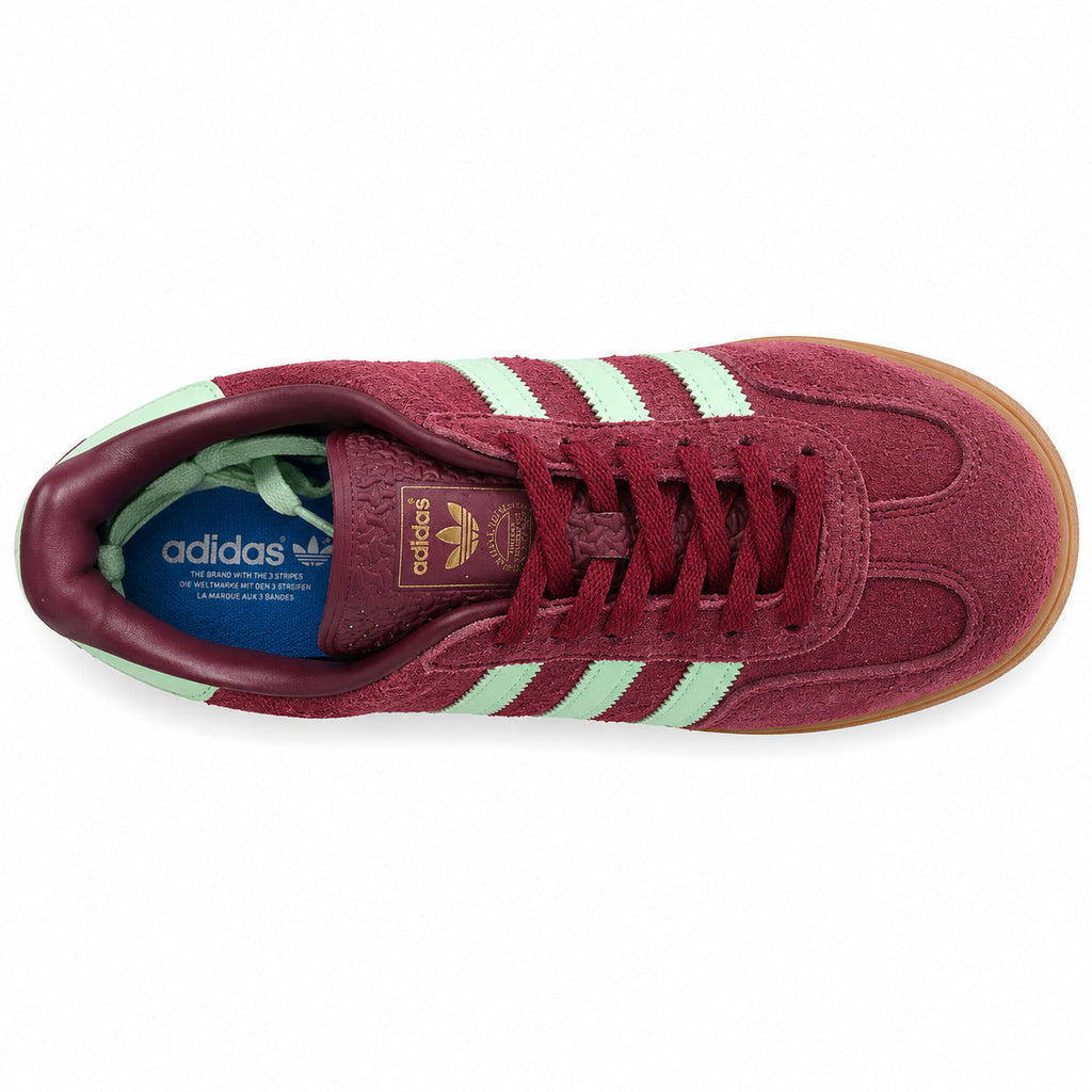 Adidas Gazelle Bold ante burdeos verde menta suela gum vista superior