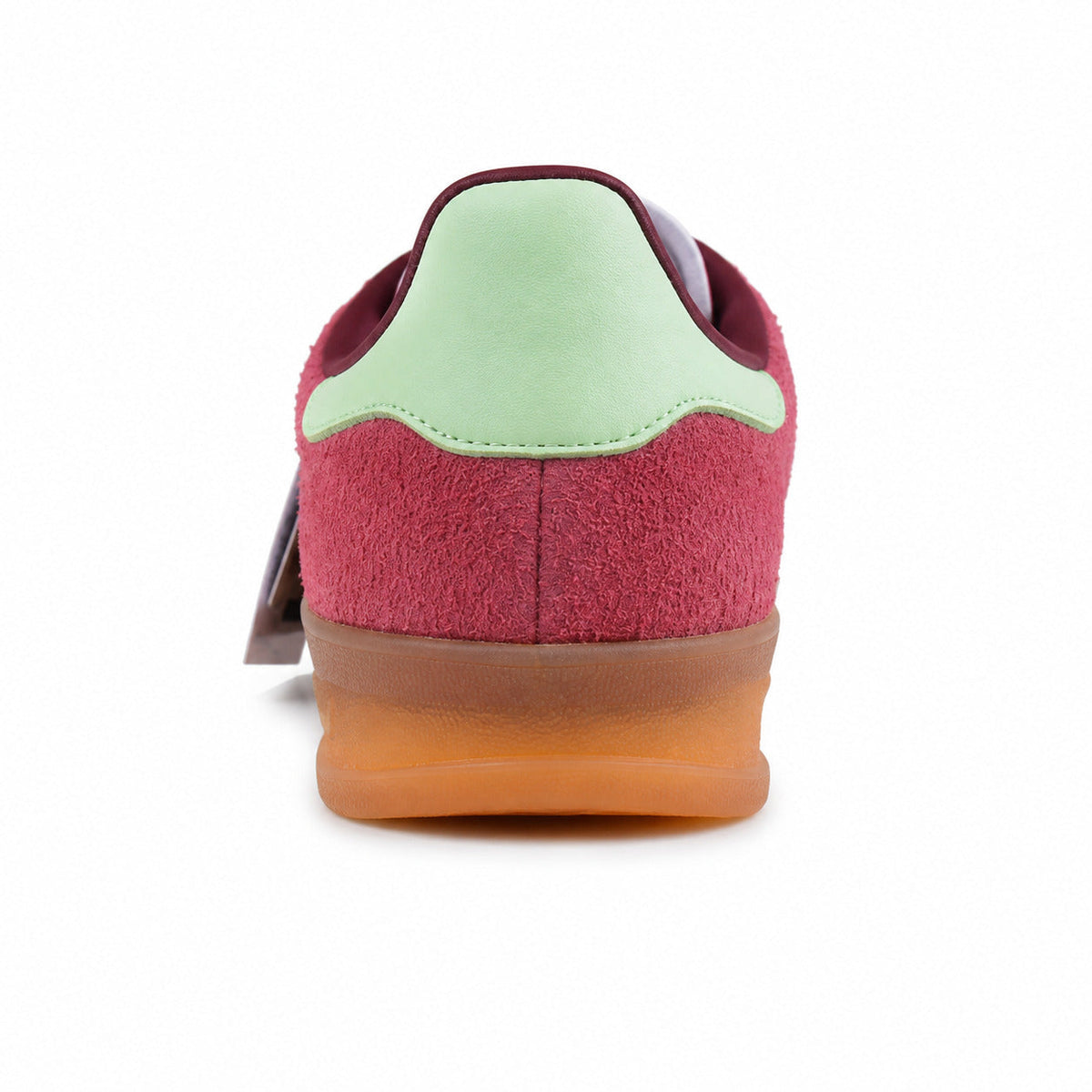 Adidas Gazelle Bold ante burdeos detalle talón verde menta gum