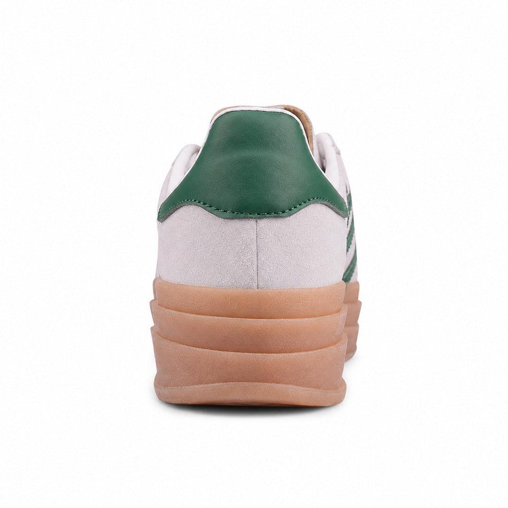 Adidas Gazelle Bold ante crema detalle talón verde plataforma gum