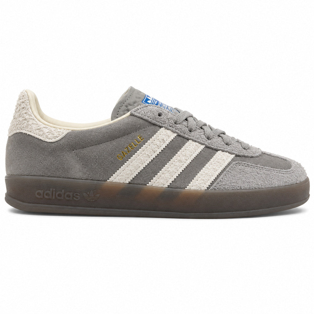 Adidas Gazelle Bold ante gris crema bouclé suela gum lateral derecha