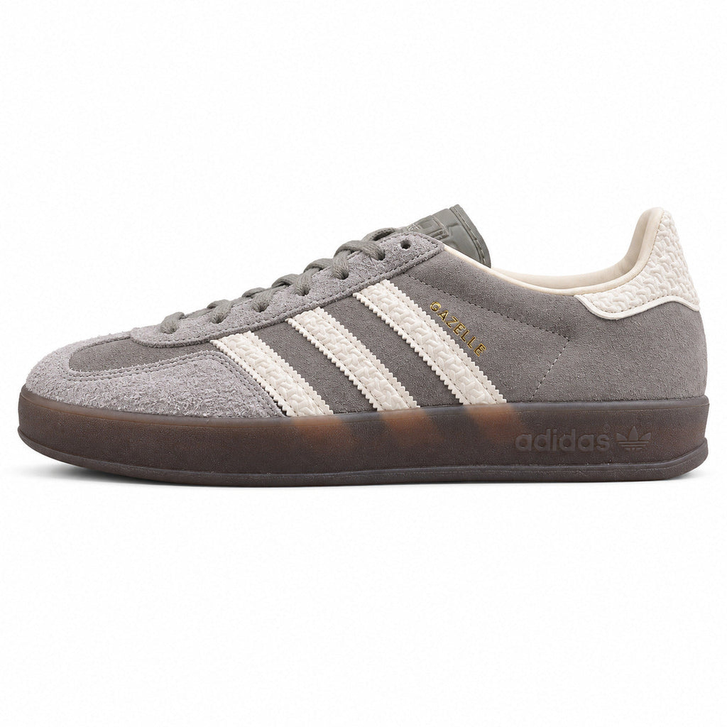 Adidas Gazelle Bold ante gris crema bouclé suela gum lateral izquierda