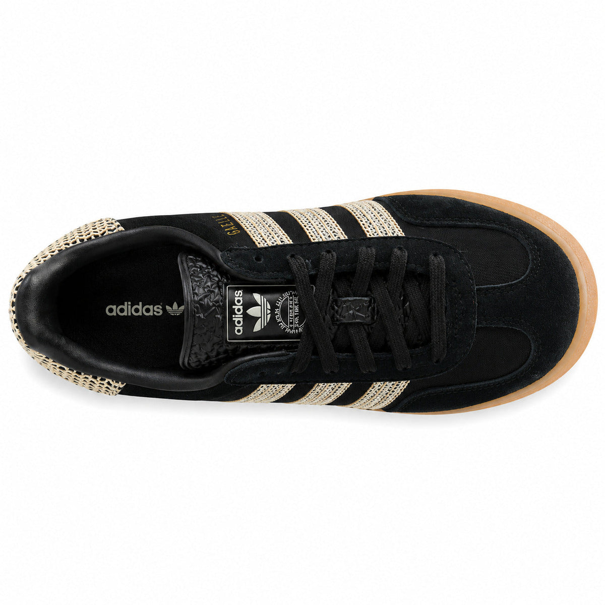 Adidas Gazelle Bold ante negro encaje crema suela gum vista superior