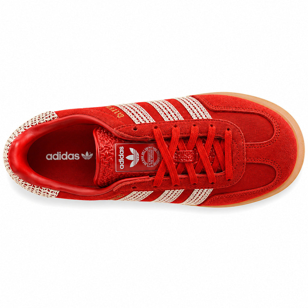 Adidas Gazelle Bold ante rojo encaje crema suela gum vista superior