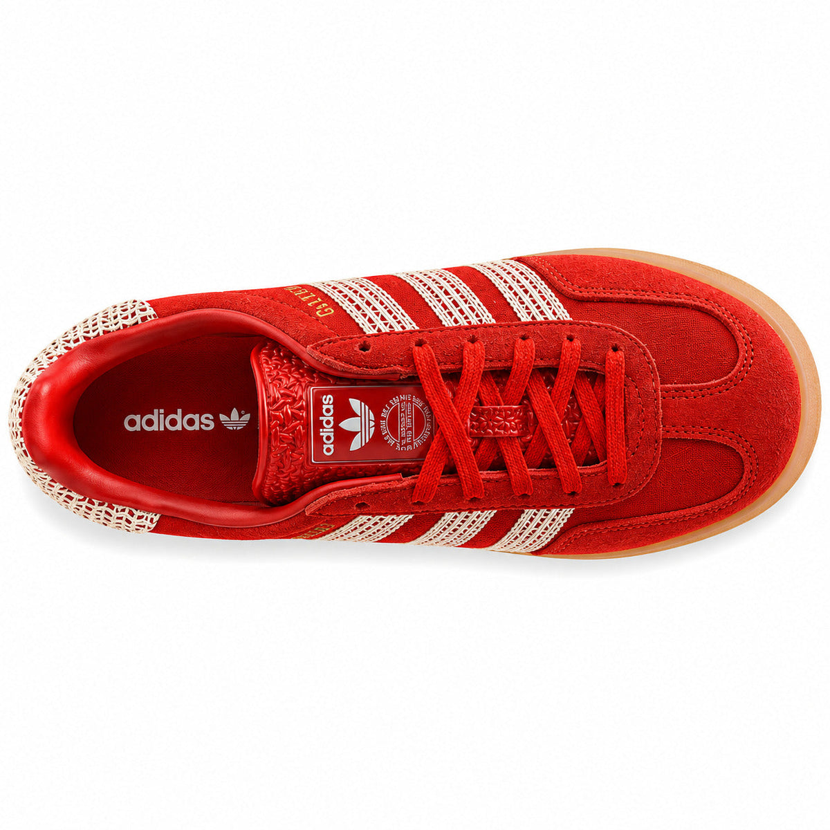 Adidas Gazelle Bold ante rojo encaje crema suela gum vista superior