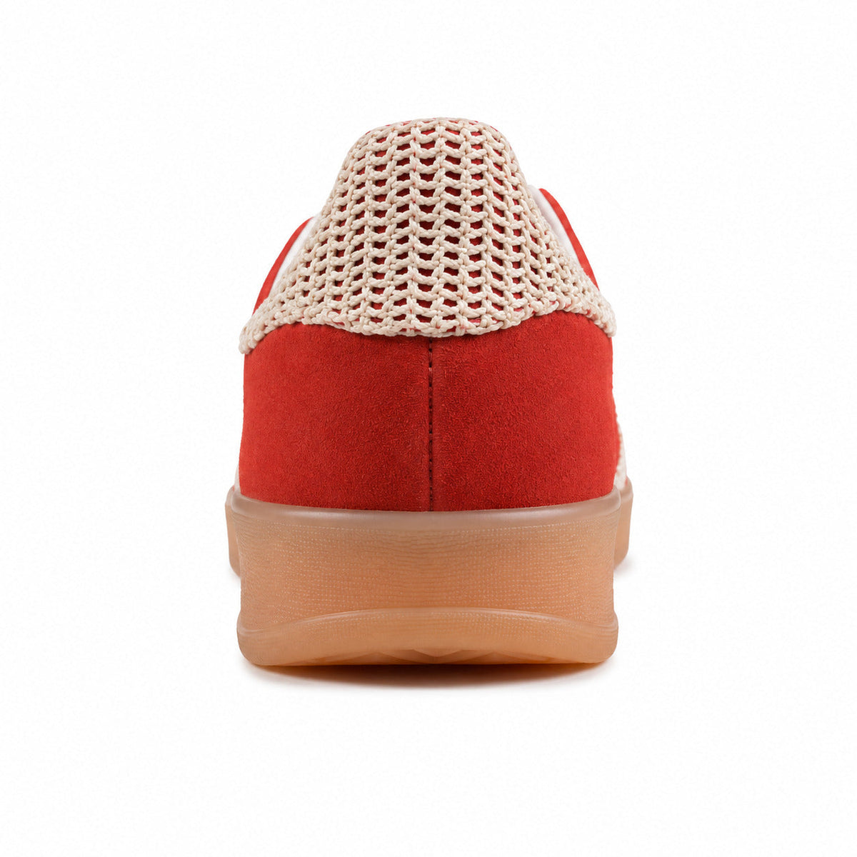 Adidas Gazelle Bold ante rojo detalle talón encaje crema gum
