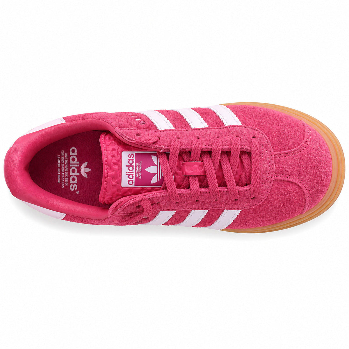 Adidas Gazelle Bold ante rosa fucsia blanco plataforma gum vista superior