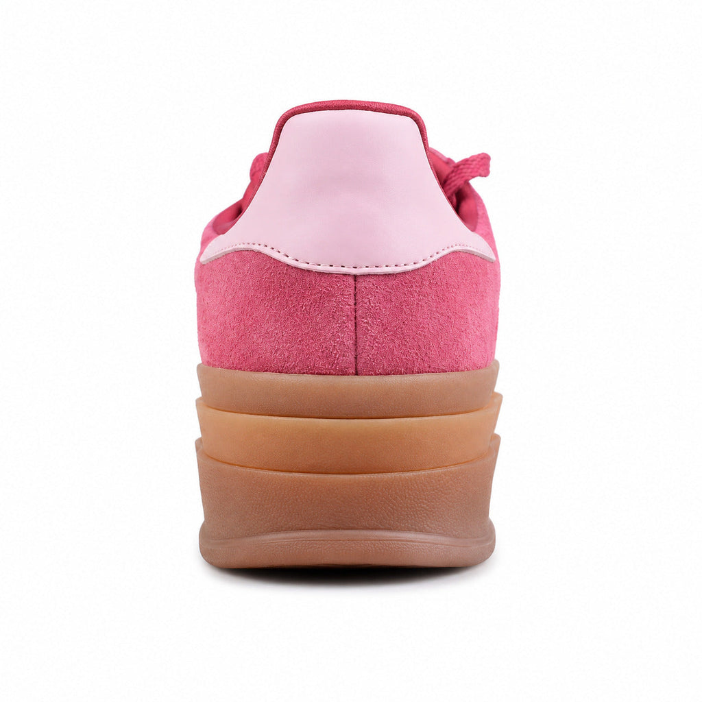 Adidas Gazelle Bold ante rosa fucsia detalle talón rosa claro plataforma