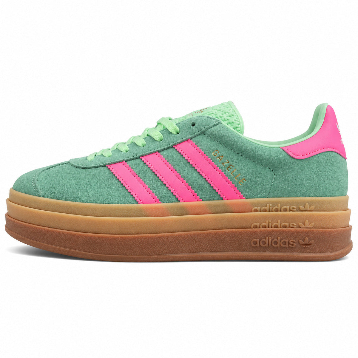 Adidas Gazelle Bold ante verde agua rosa plataforma gum lateral izquierda
