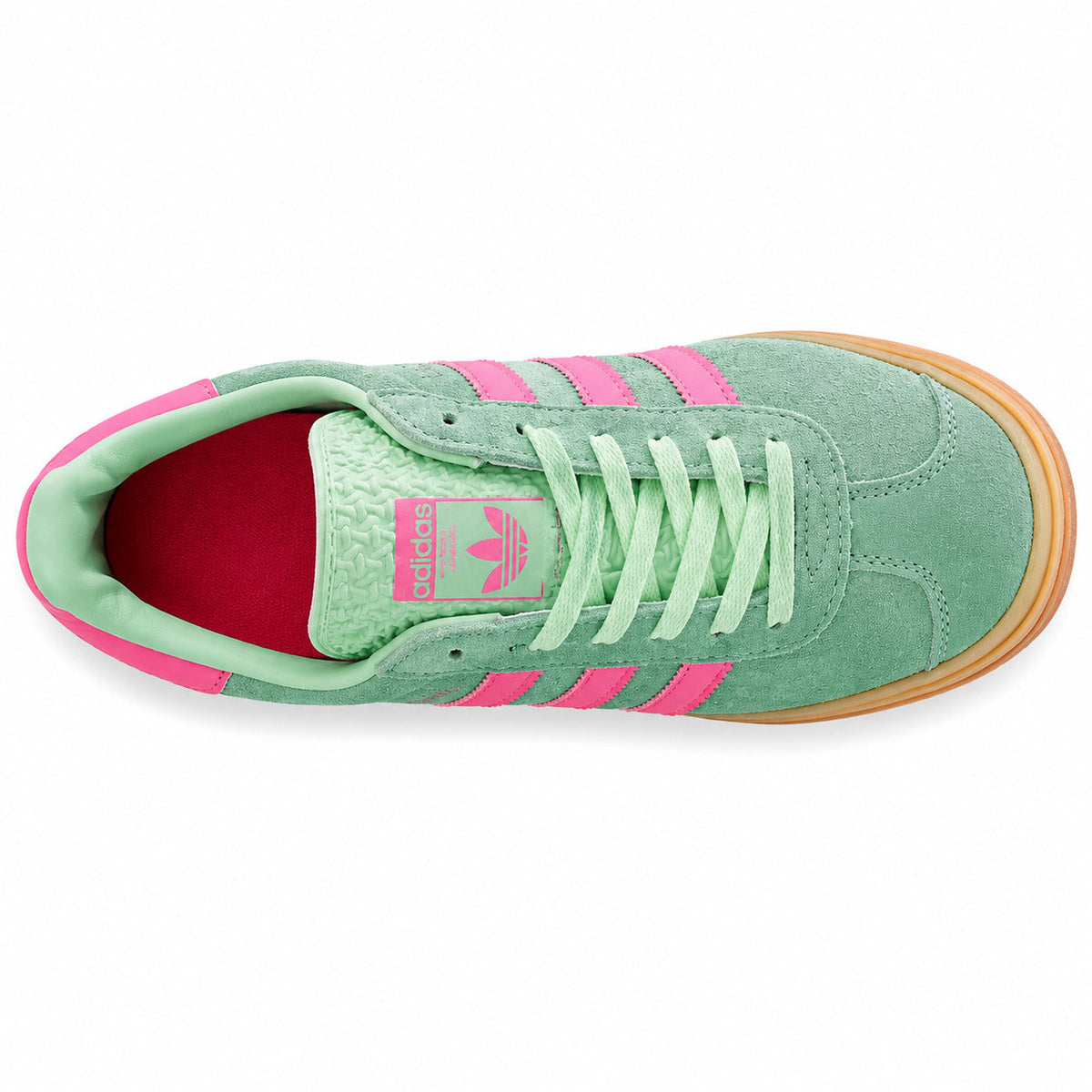 Adidas Gazelle Bold ante verde agua rosa plataforma gum vista superior
