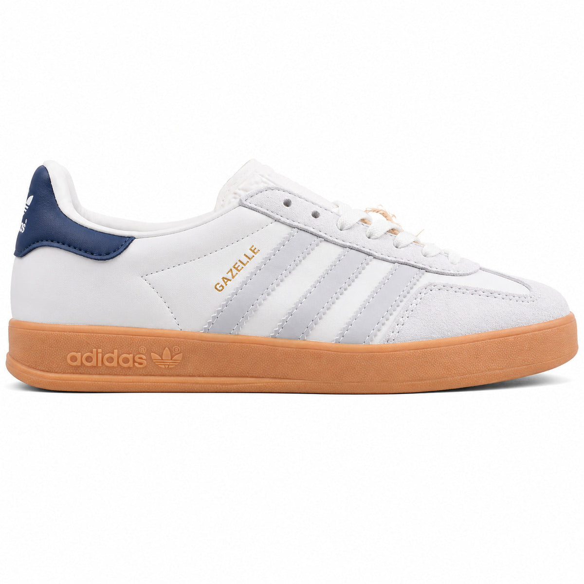 Adidas Gazelle Bold blanco gris marino suela gum lateral derecha