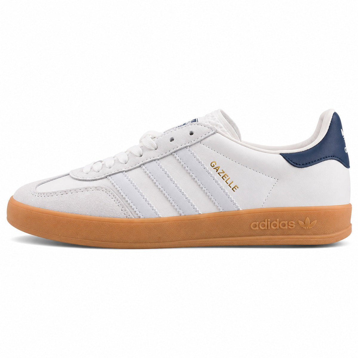 Adidas Gazelle Bold blanco gris marino suela gum lateral izquierda