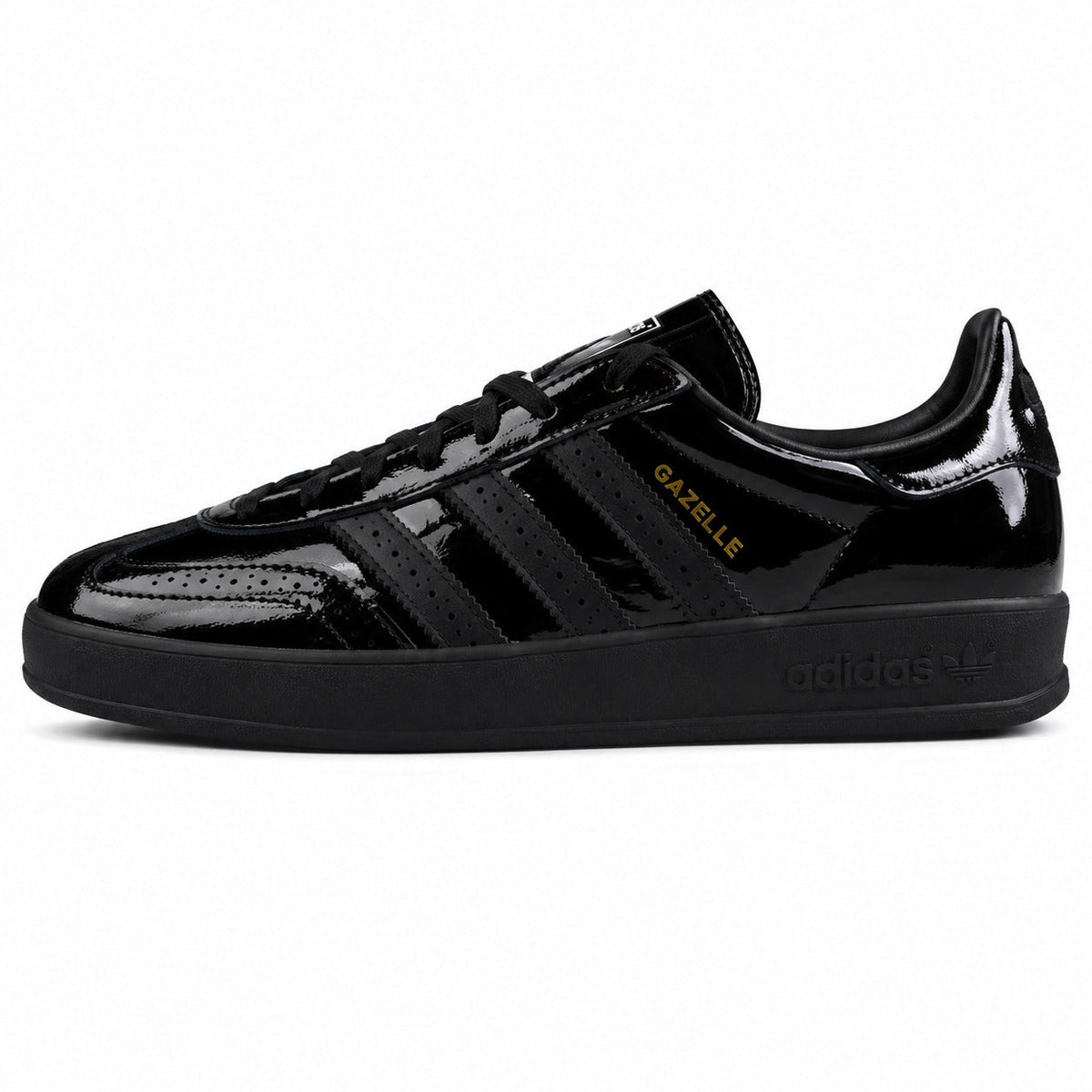 Adidas Gazelle Bold charol negro suela negra lateral izquierda