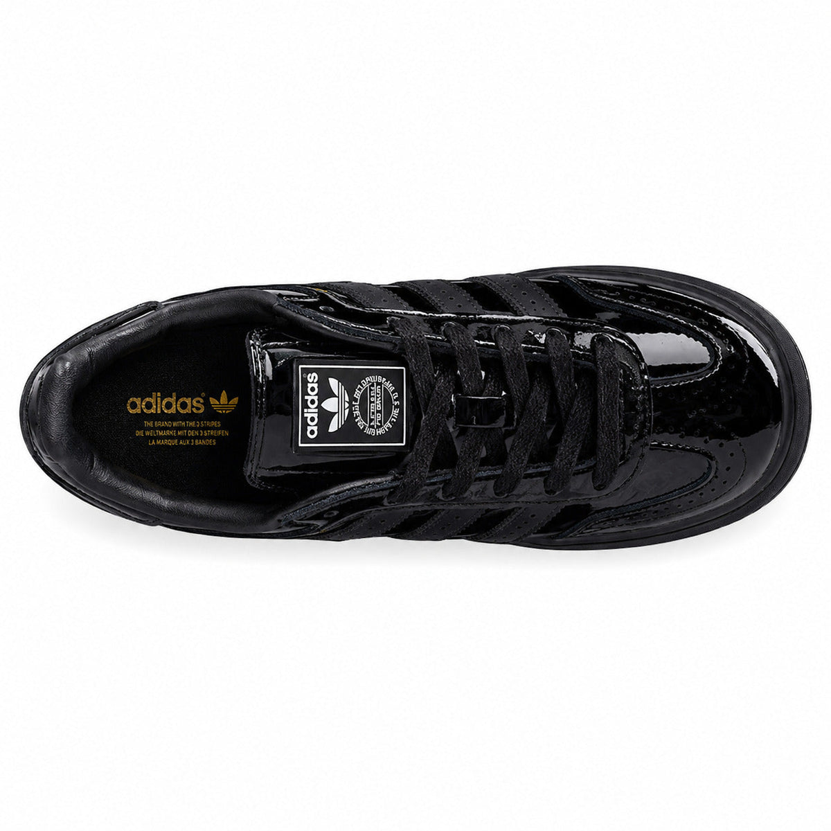 Adidas Gazelle Bold charol negro suela negra vista superior