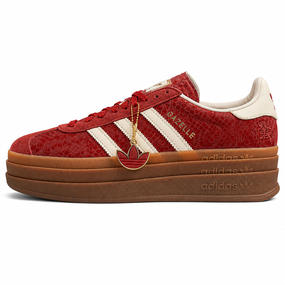 Adidas Gazelle Bold rojo crema año nuevo chino plataforma lateral izquierda