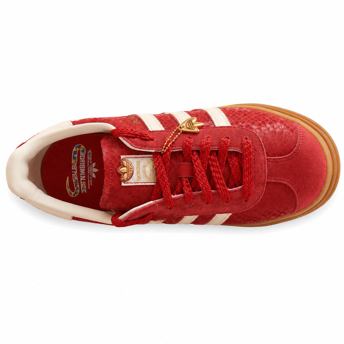 Adidas Gazelle Bold rojo crema año nuevo chino colgante dorado superior