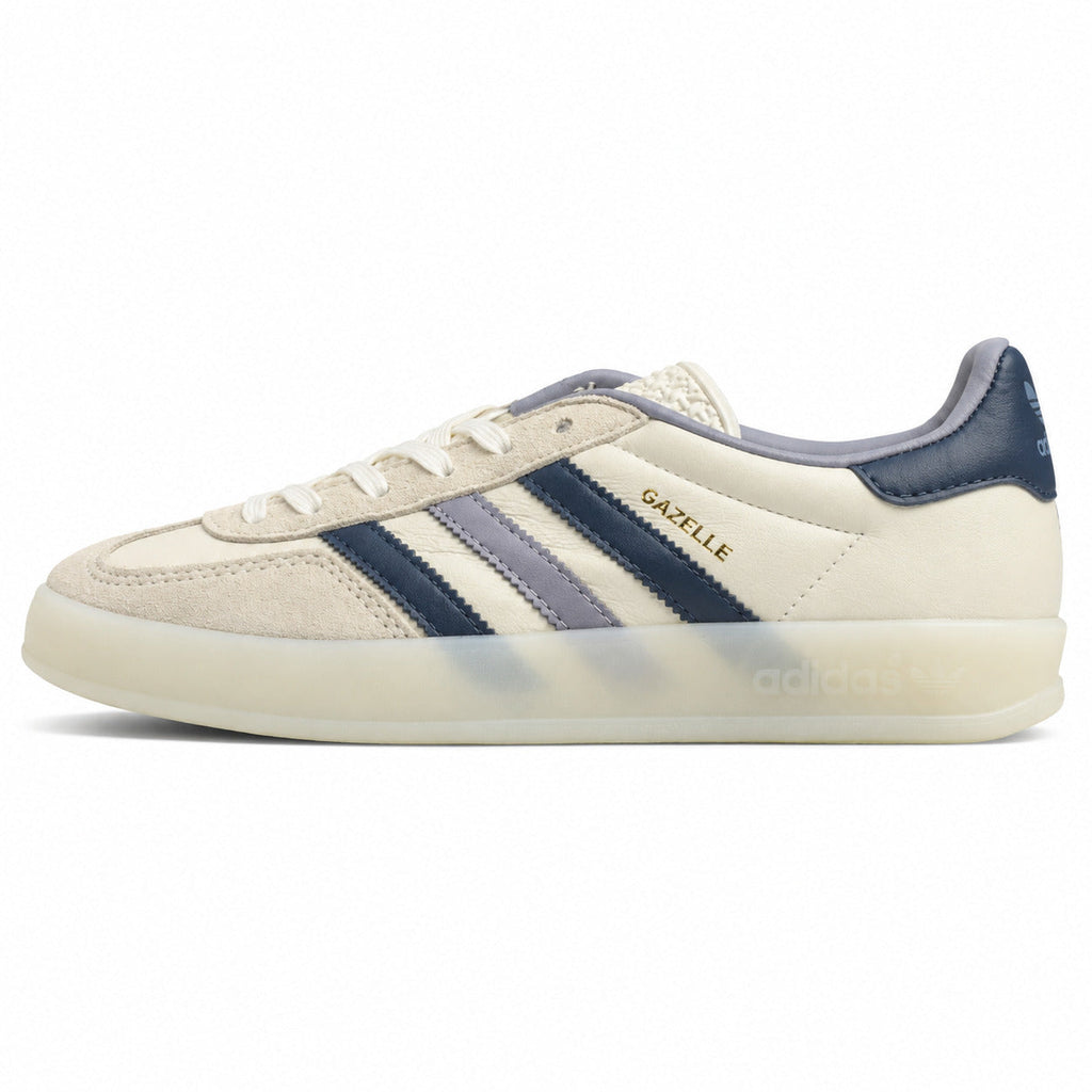 Adidas Gazelle crema azul marino suela crema lateral izquierda