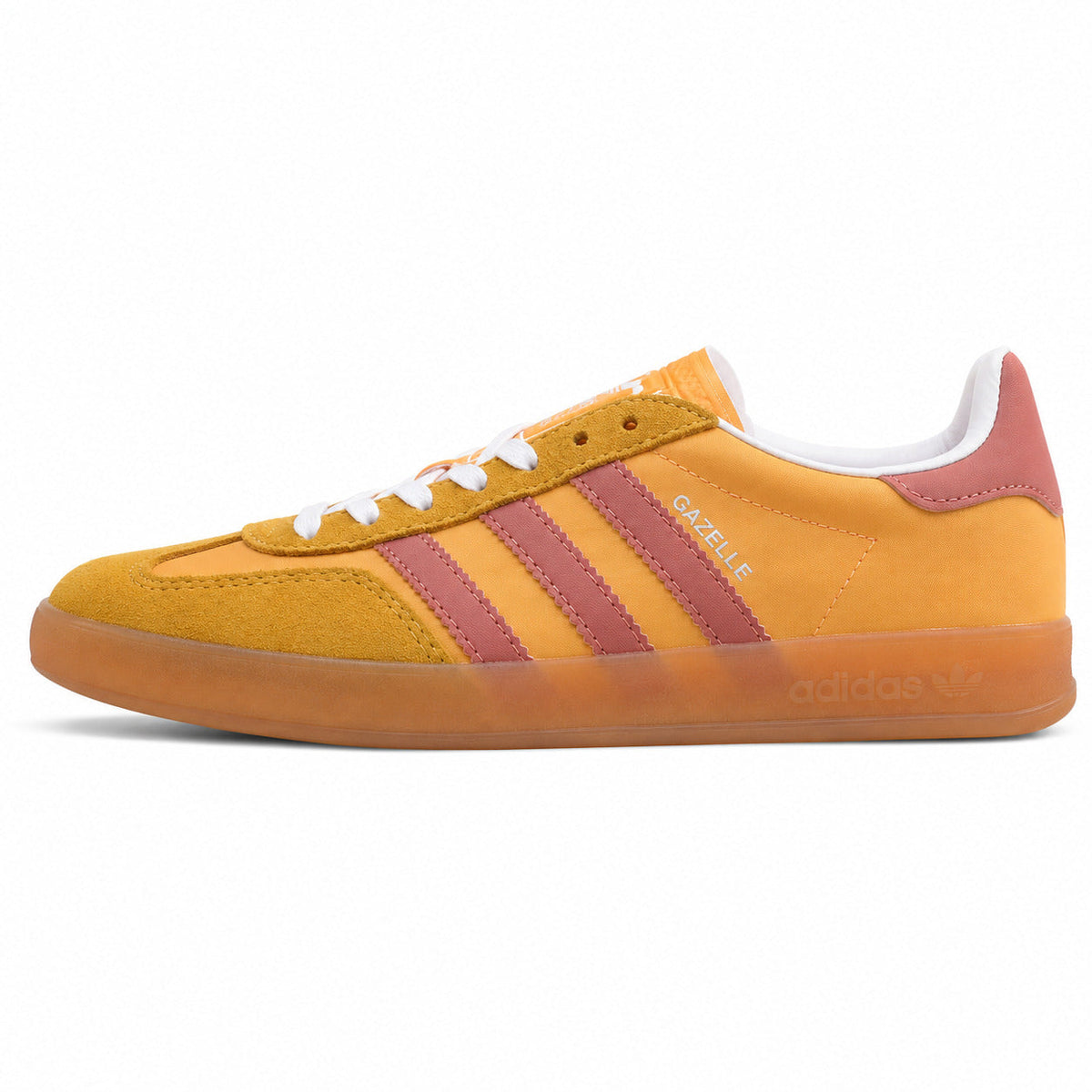 Adidas Gazelle Indoor amarillo rosa suela naranja lateral izquierda