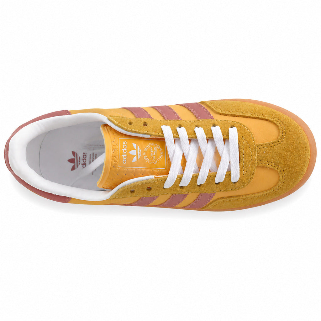 Adidas Gazelle Indoor amarillo rosa suela naranja vista superior