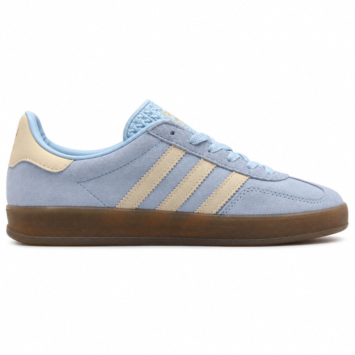 Adidas Gazelle Indoor azul cielo crema lateral derecha suela goma