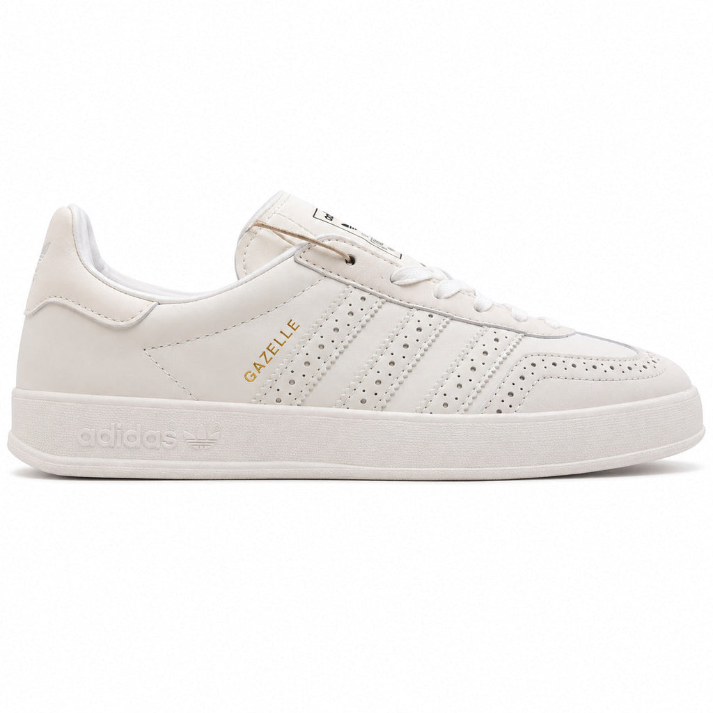 Adidas Gazelle Indoor triple blanco cuero perforado lateral derecha