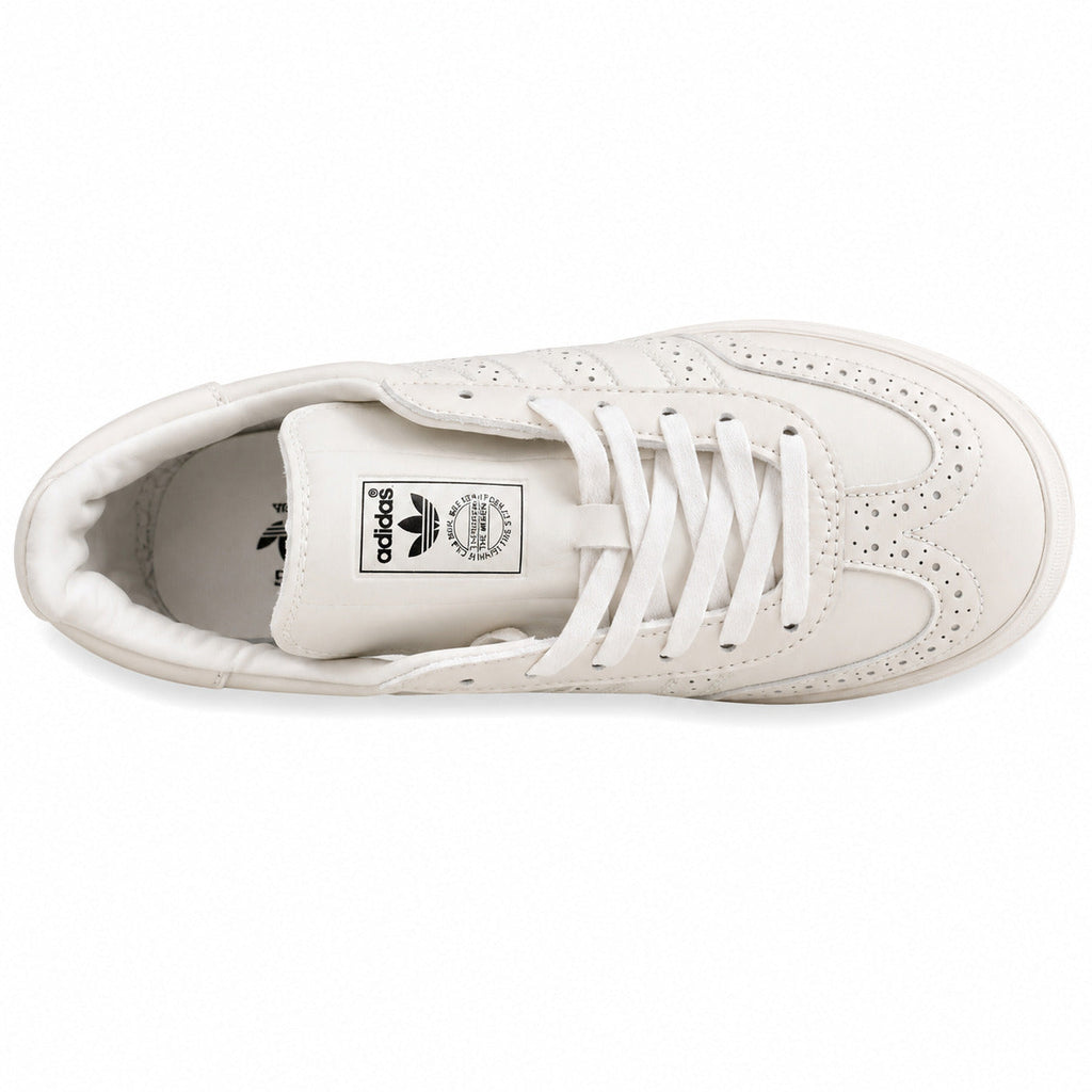 Adidas Gazelle Indoor triple blanco cuero perforado vista superior