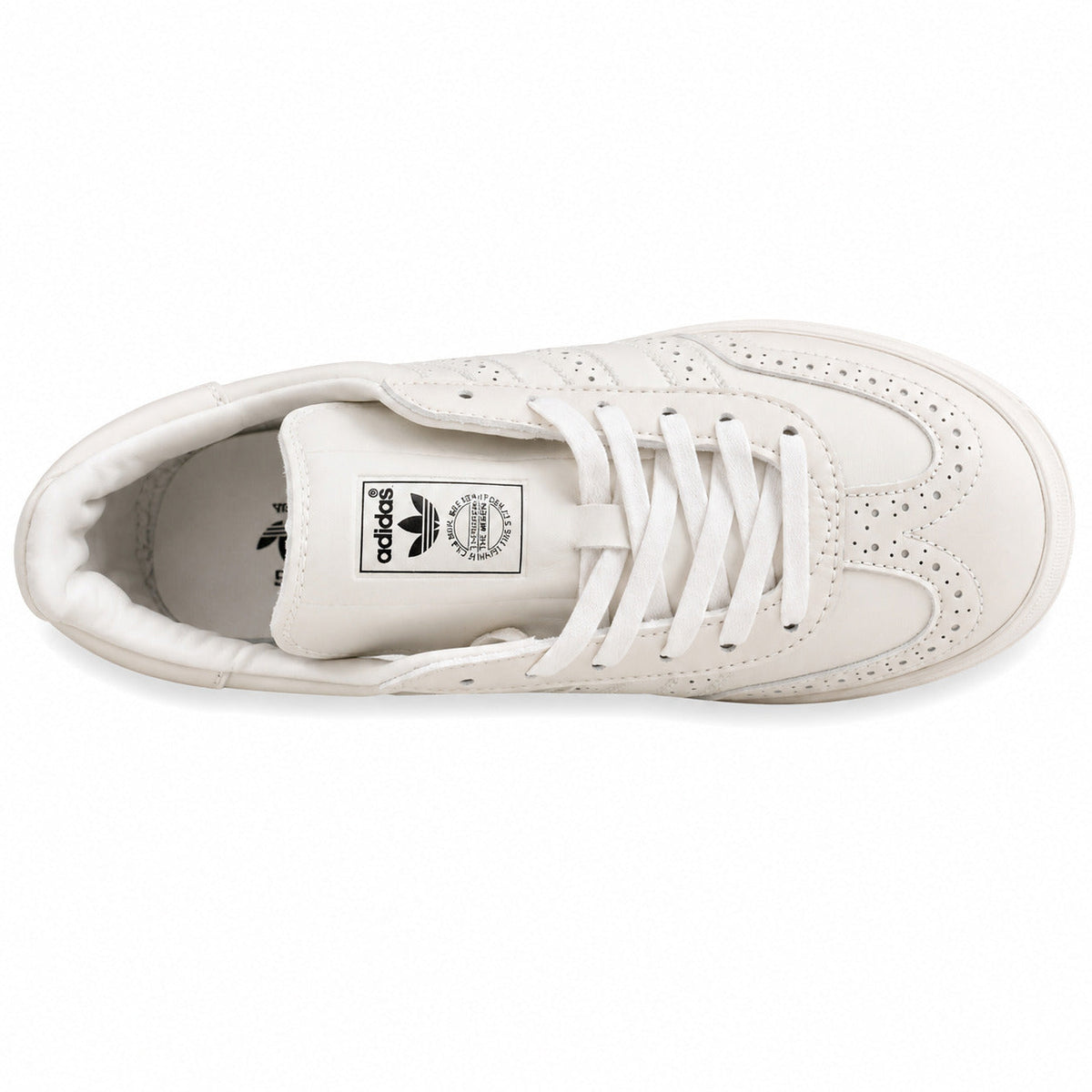 Adidas Gazelle Indoor triple blanco cuero perforado vista superior