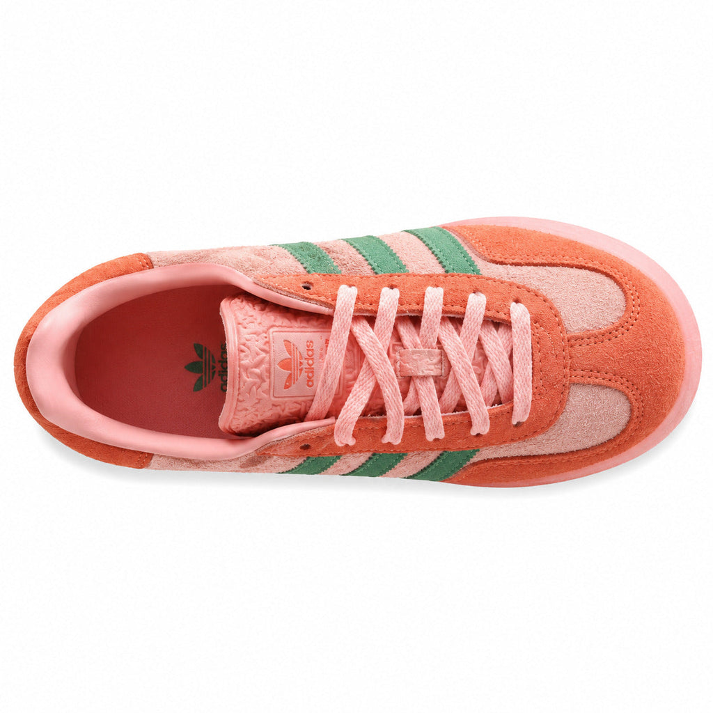 Adidas Gazelle Indoor coral rosa verde vista superior cordones