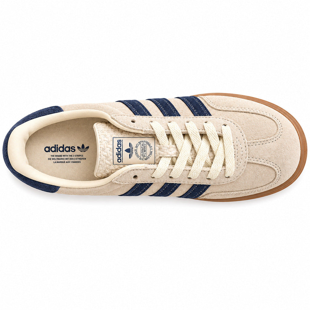 Adidas Gazelle Indoor crema azul marino bouclé vista superior