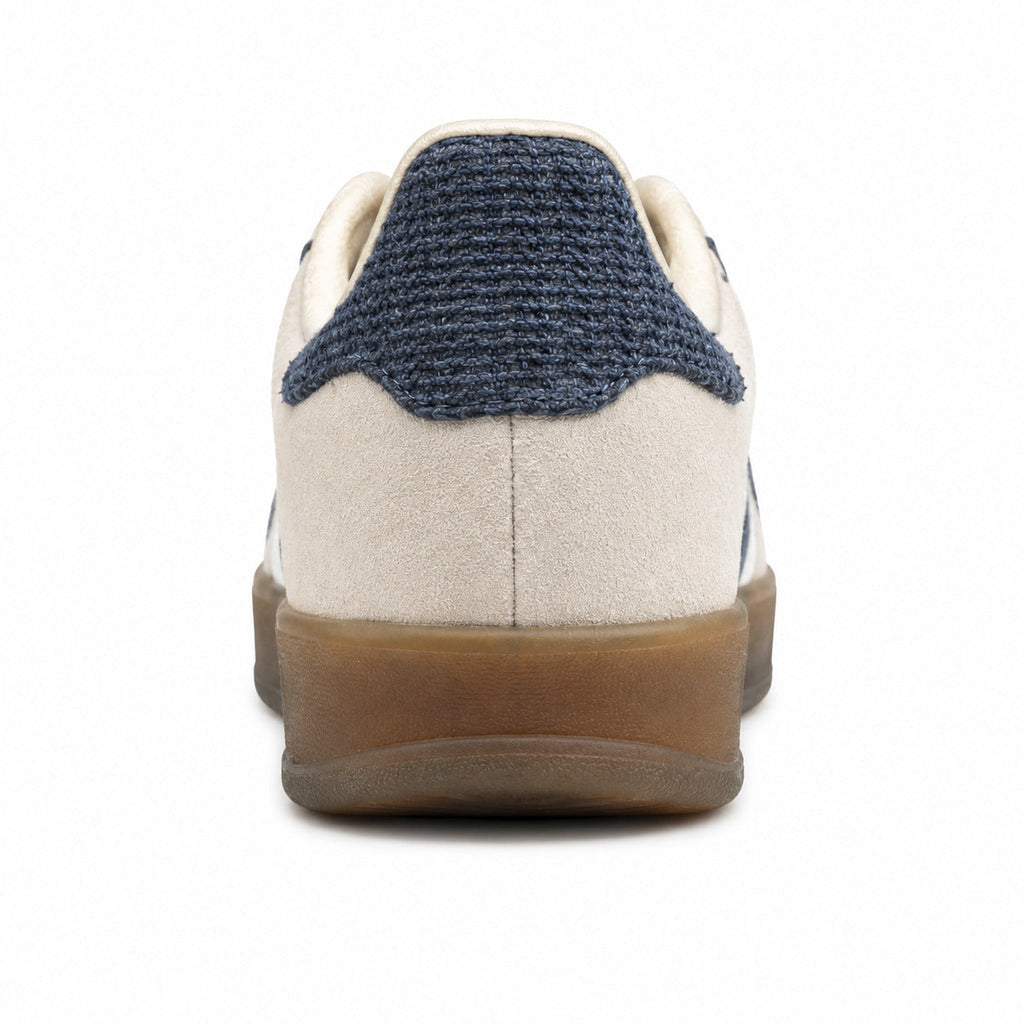 Adidas Gazelle Indoor crema azul marino bouclé detalle talón