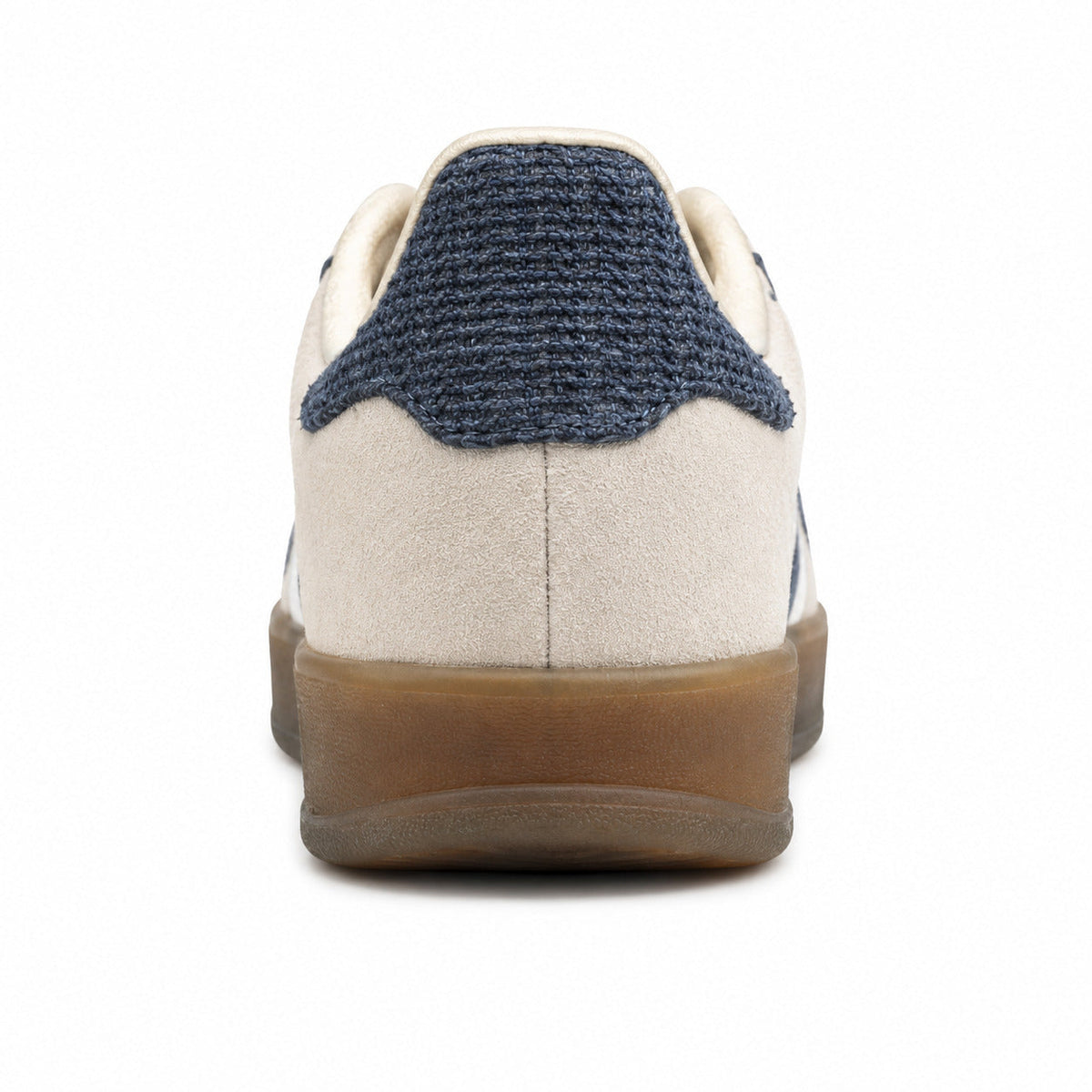 Adidas Gazelle Indoor crema azul marino bouclé detalle talón