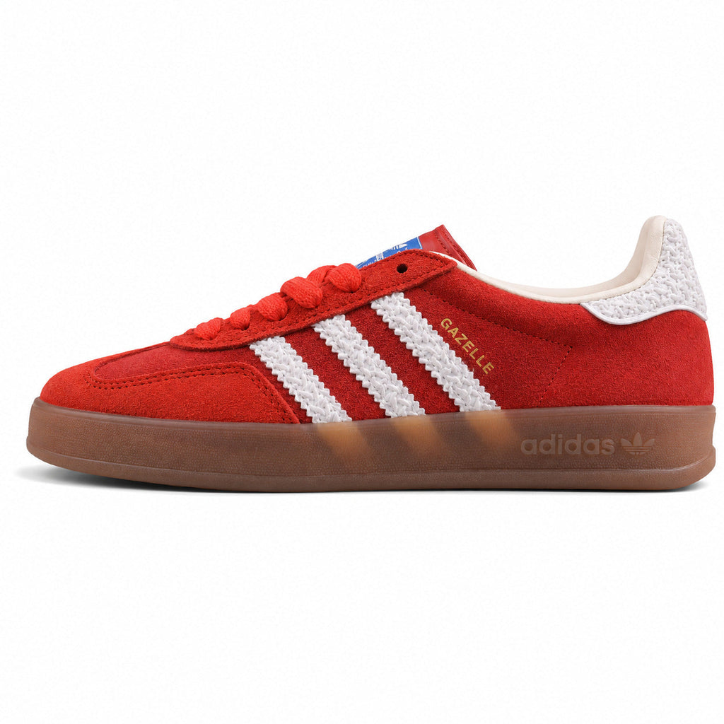 Adidas Gazelle Indoor rojo blanco lateral izquierda suela goma