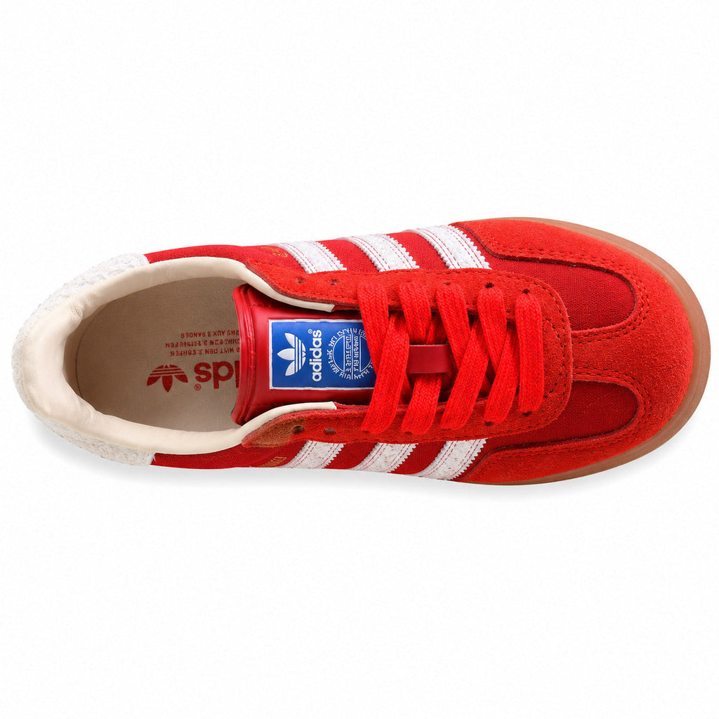 Adidas Gazelle Indoor rojo blanco vista superior cordones