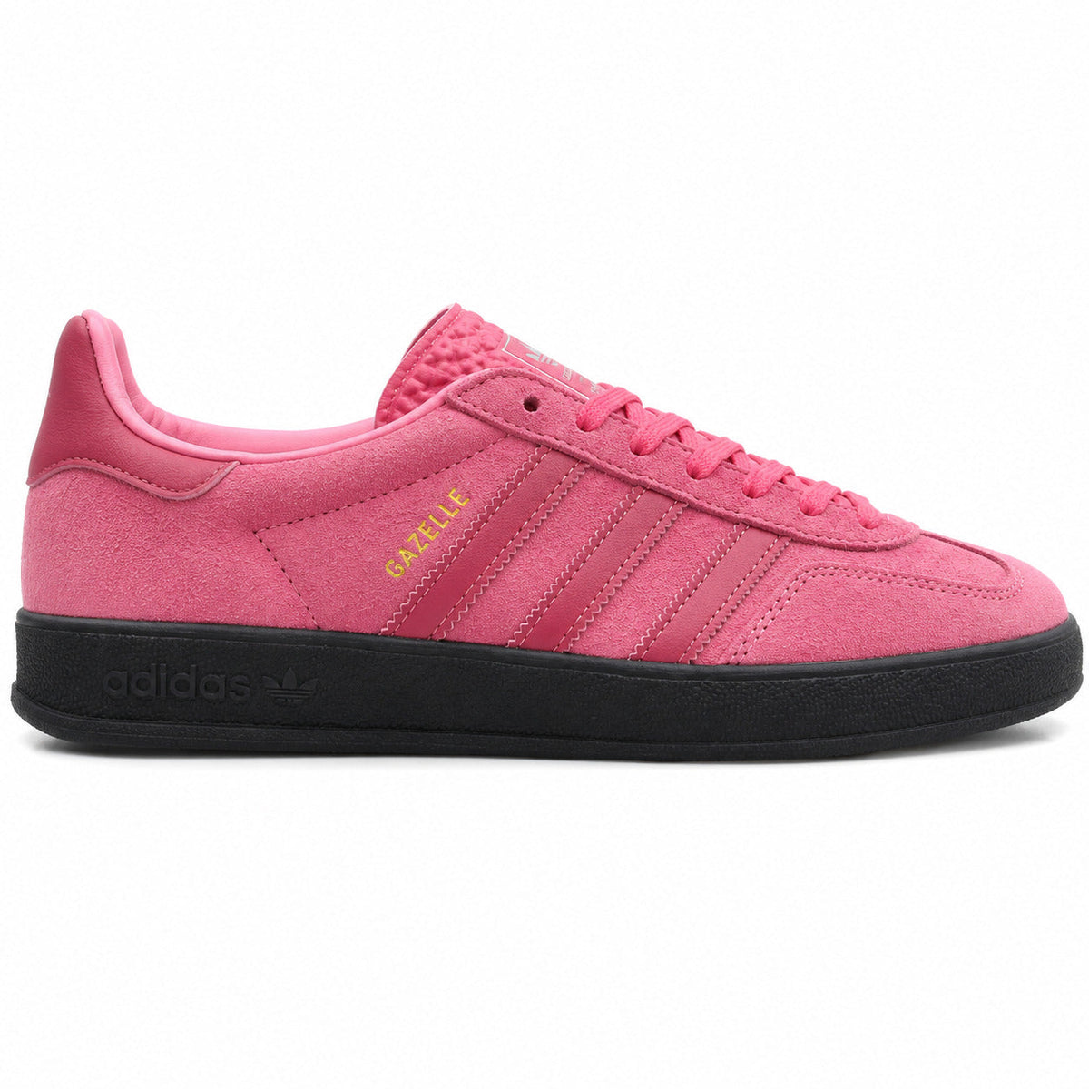 Adidas Gazelle Indoor rosa negro lateral derecha suela negra
