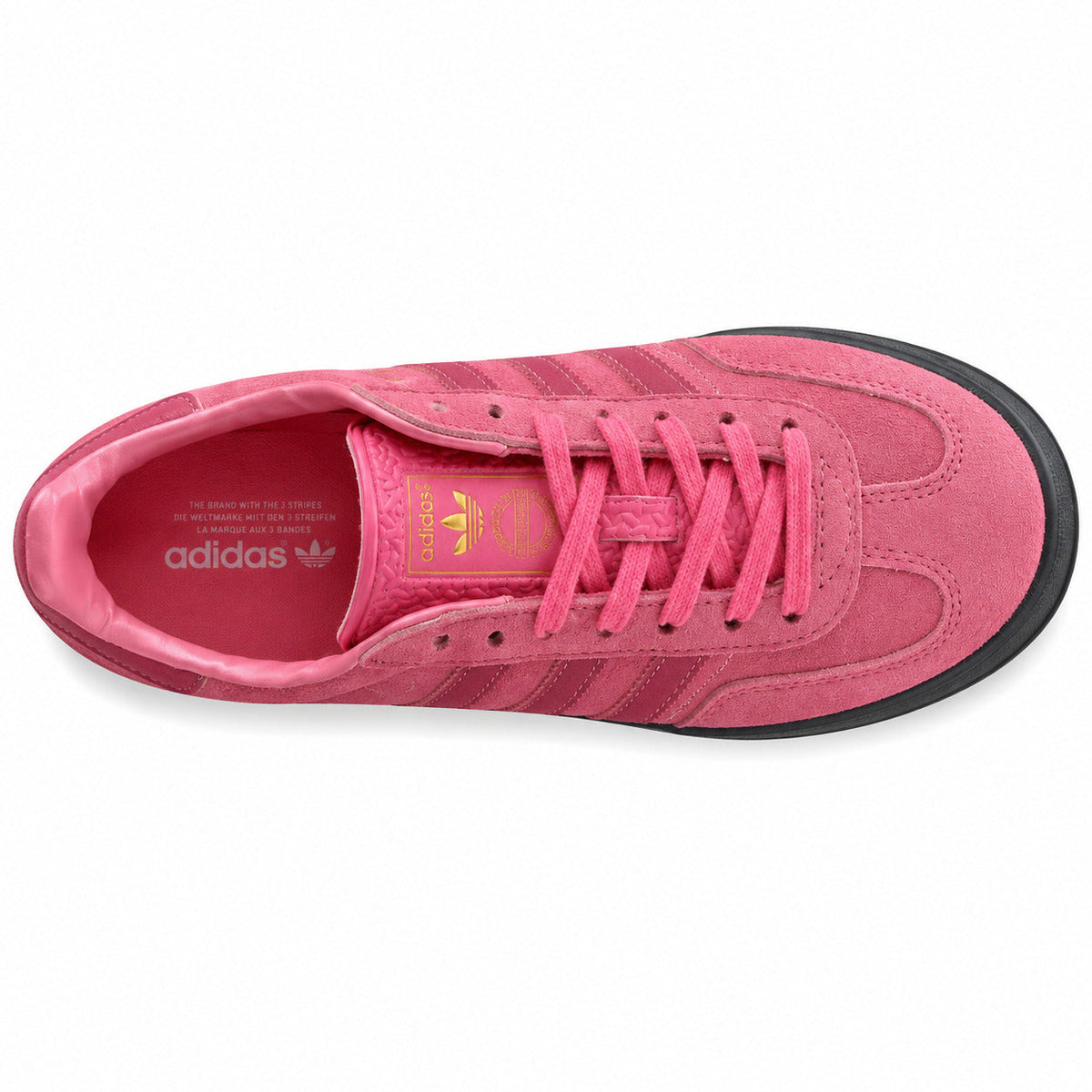 Adidas Gazelle Indoor rosa negro vista superior cordones
