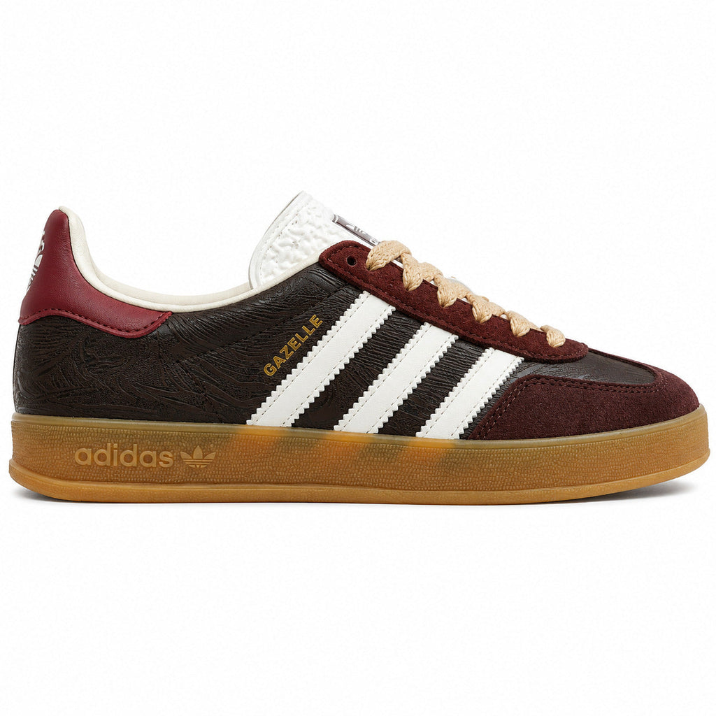 Adidas Gazelle Indoor Spezial marrón burdeos crema suela gum lateral derecha
