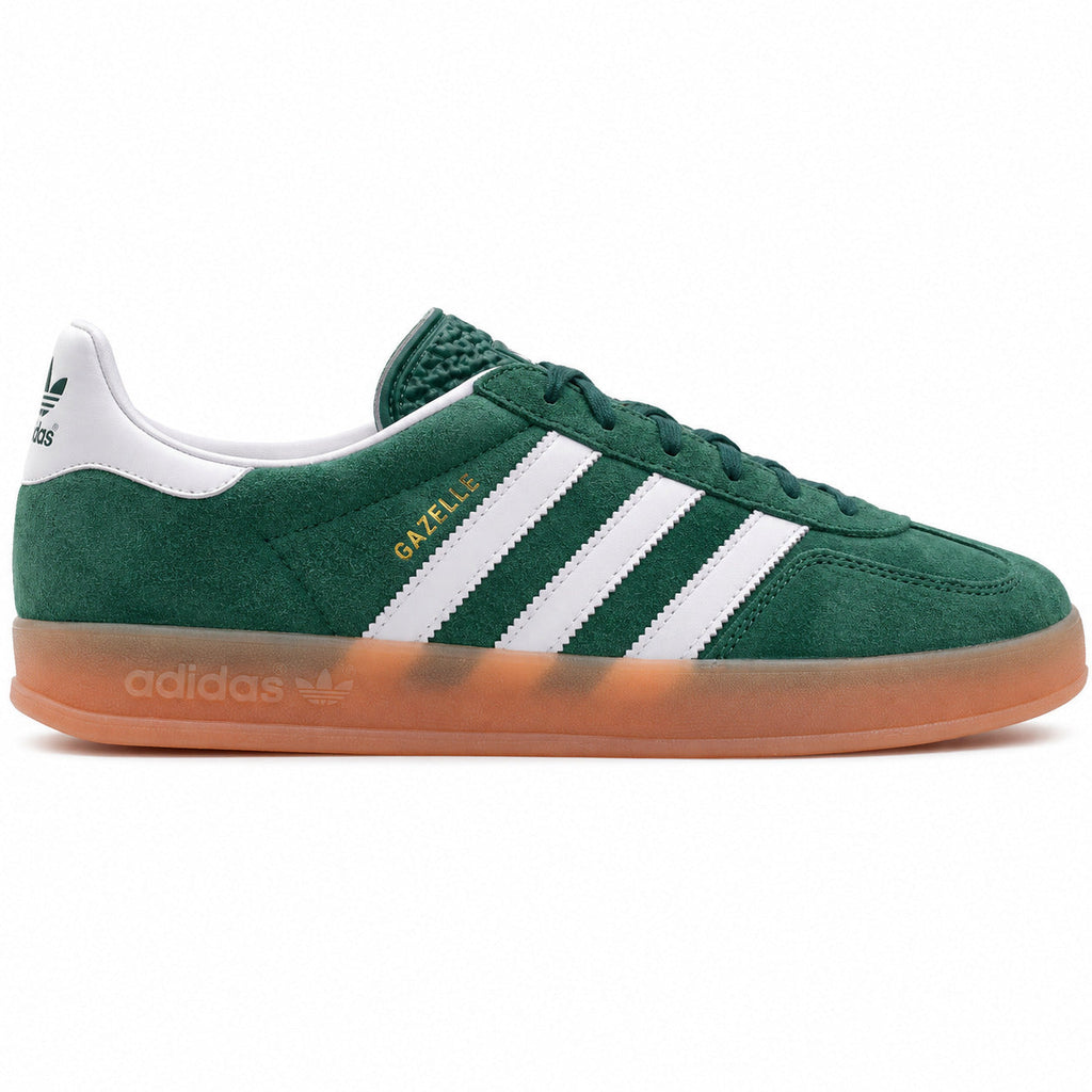 Adidas Gazelle Indoor verde blanco lateral derecha suela goma