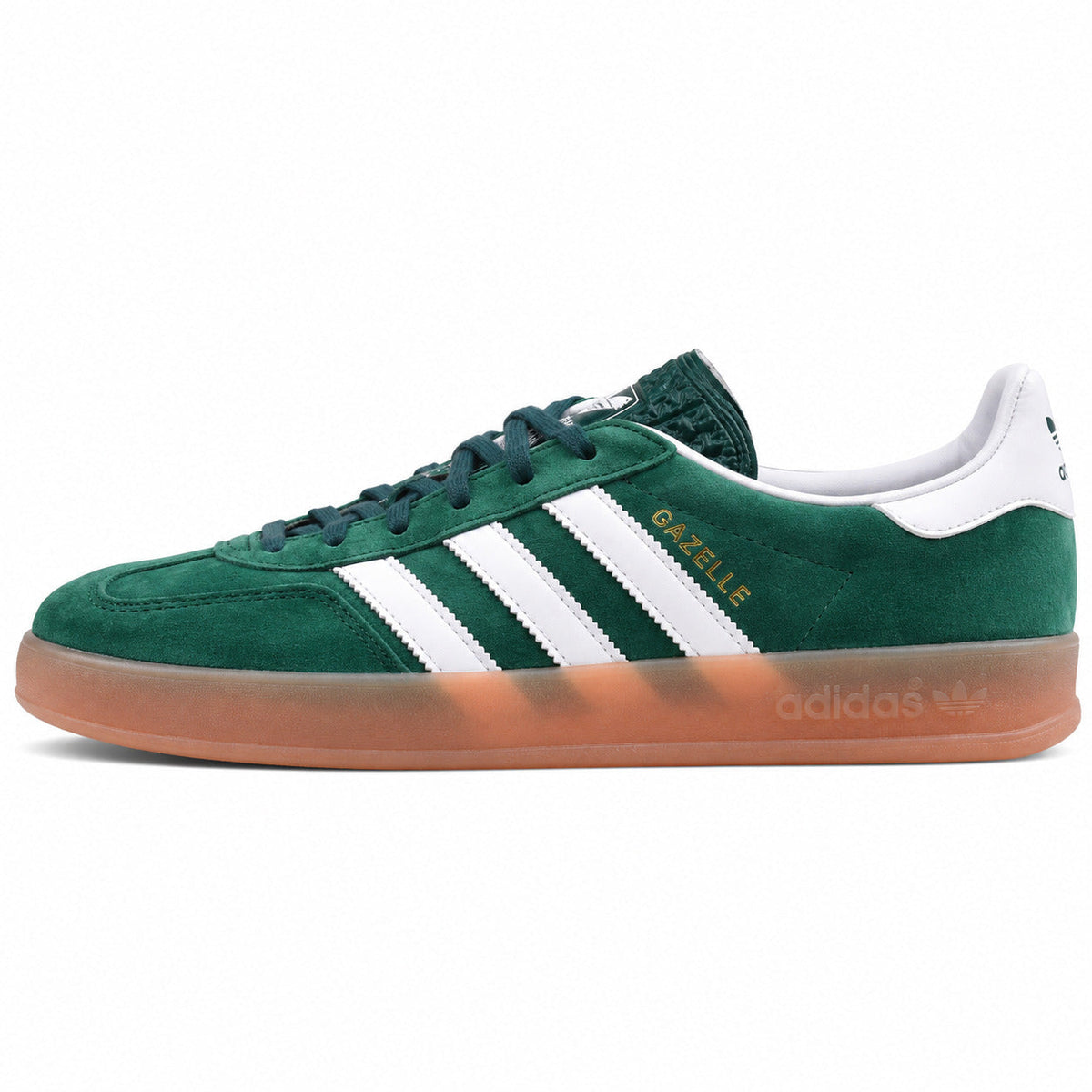 Adidas Gazelle Indoor verde blanco lateral izquierda suela goma