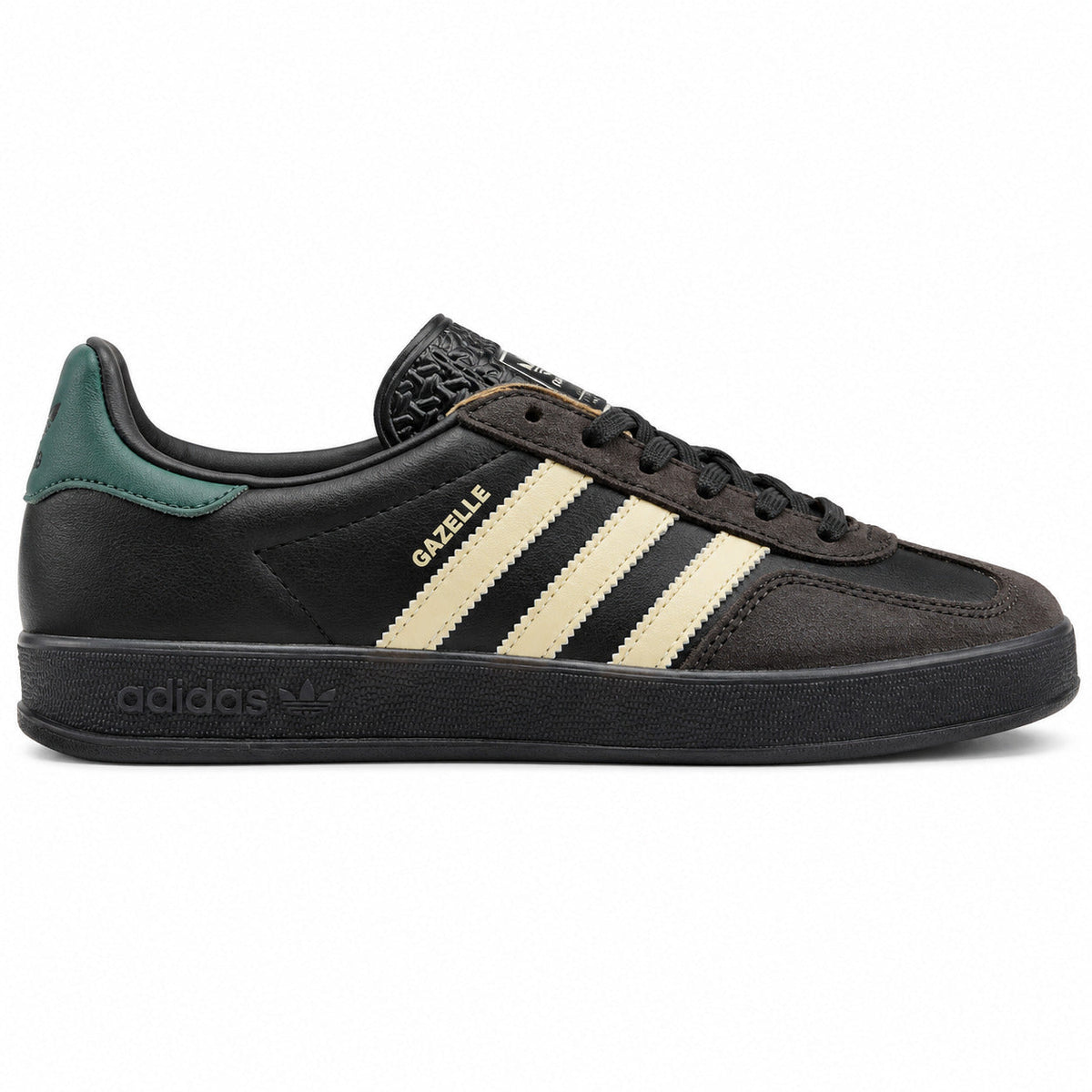 Adidas Gazelle negro crema verde suela negra lateral derecha
