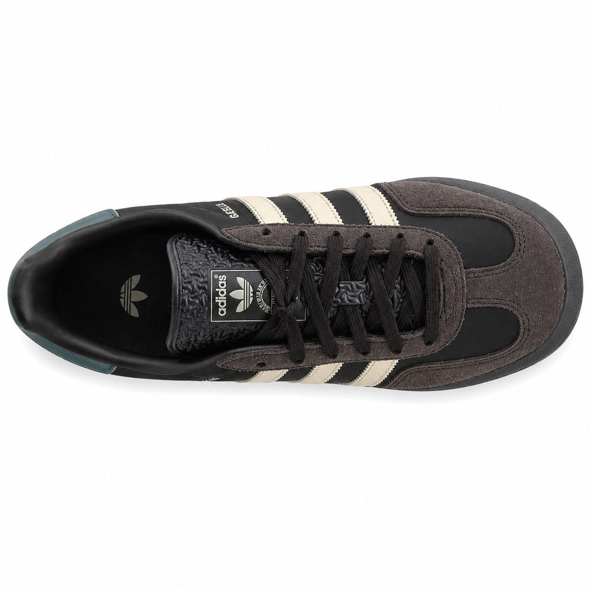 Adidas Gazelle negro crema verde suela negra vista superior