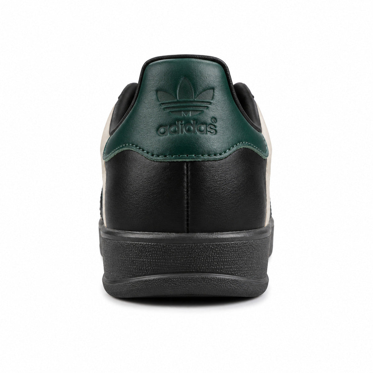 Adidas Gazelle negro crema detalle talón verde suela negra