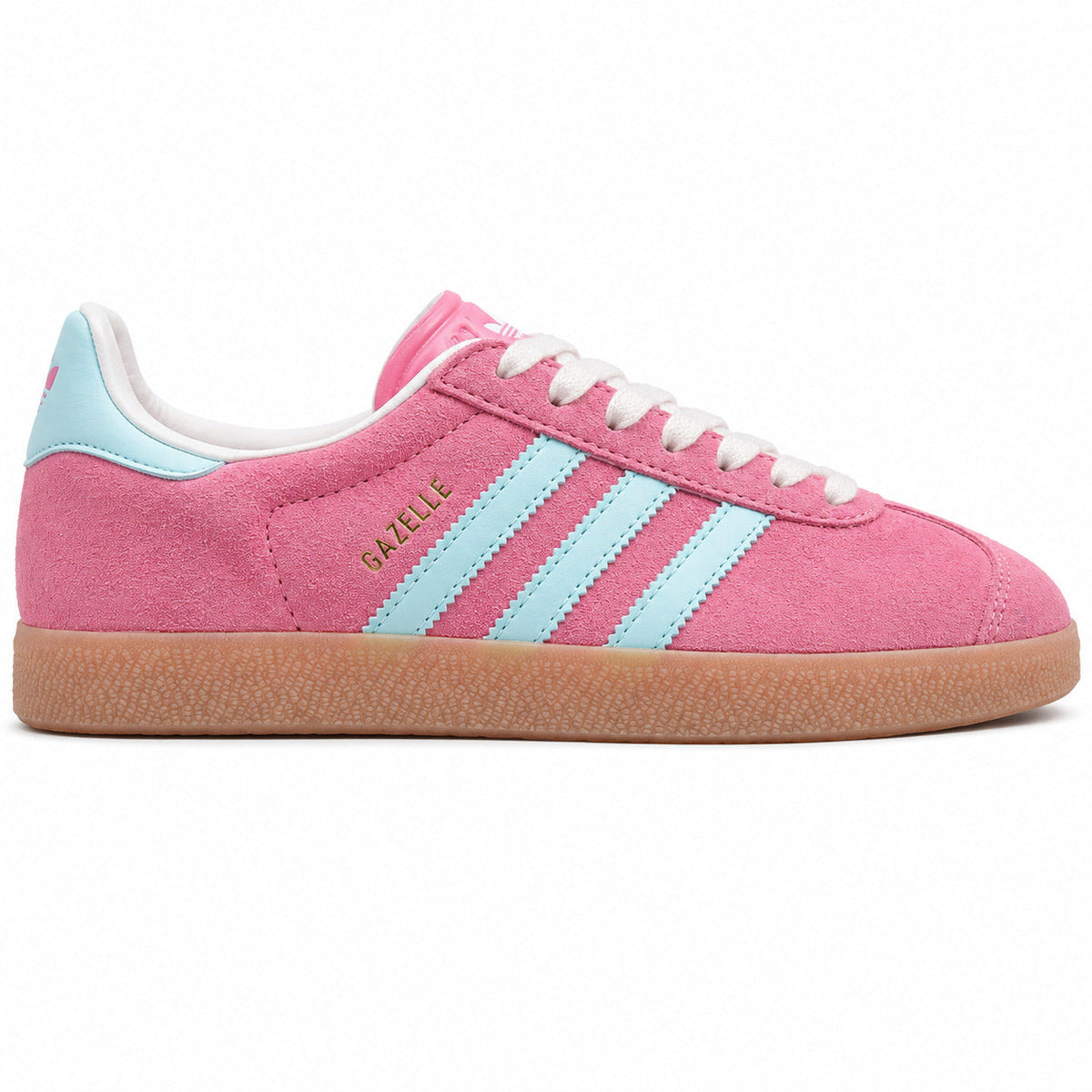 Adidas Gazelle rosa azul cielo lateral derecha suela goma