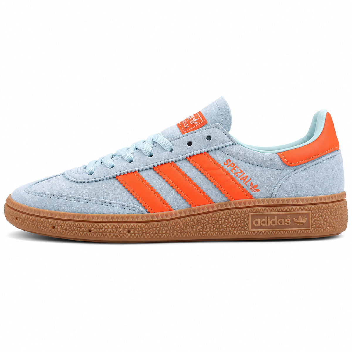 Adidas Handball Spezial ante azul cielo naranja vista lateral derecha