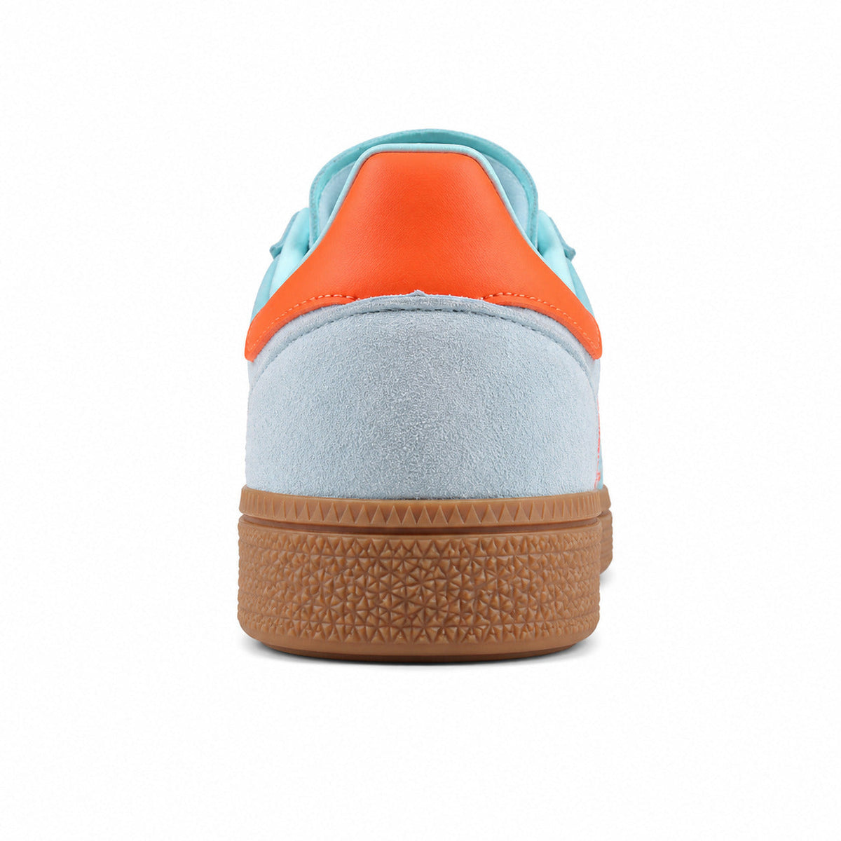 Adidas Handball Spezial azul cielo naranja detalle talón menta suela goma