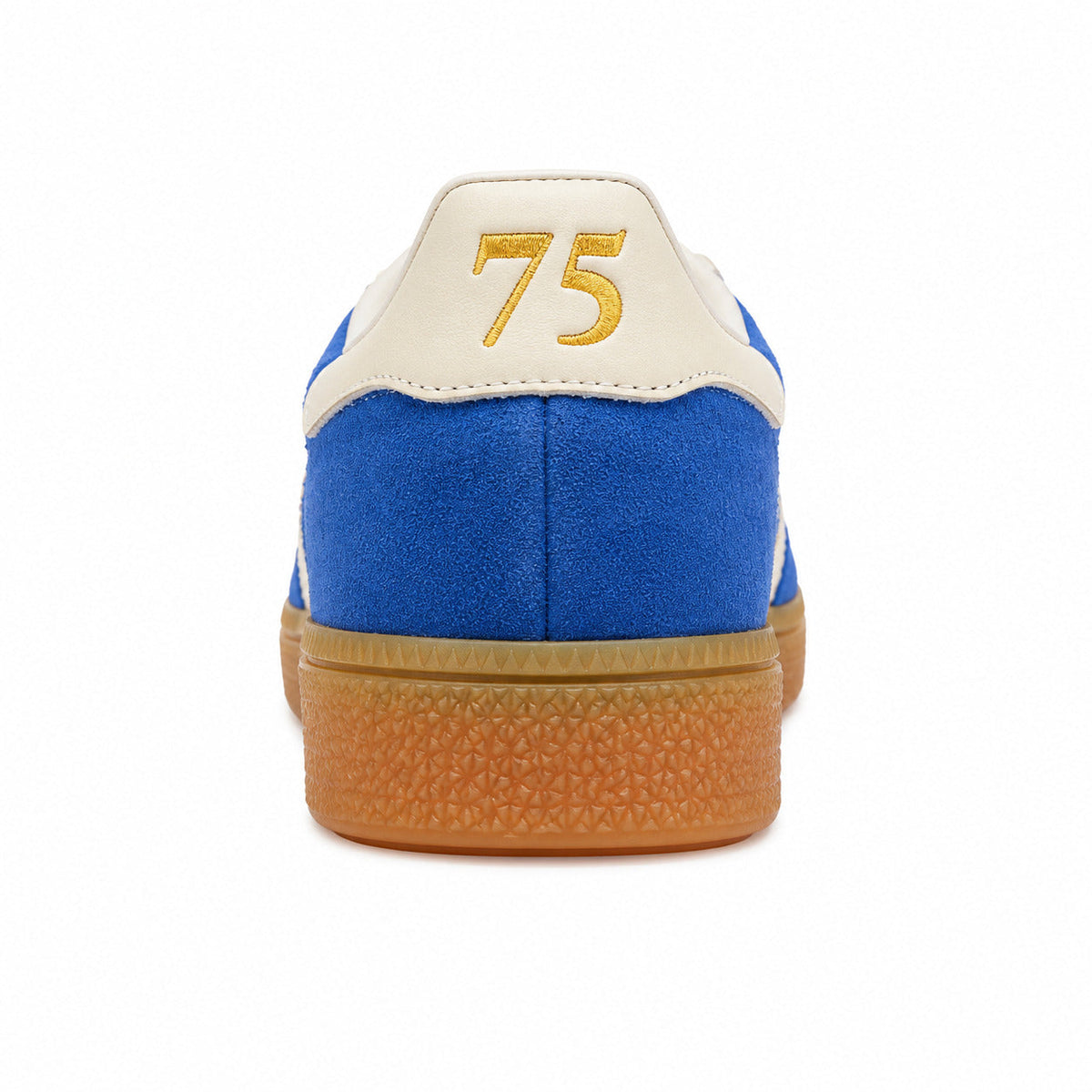 Adidas Handball Spezial azul crema detalle talón bordado 75 dorado